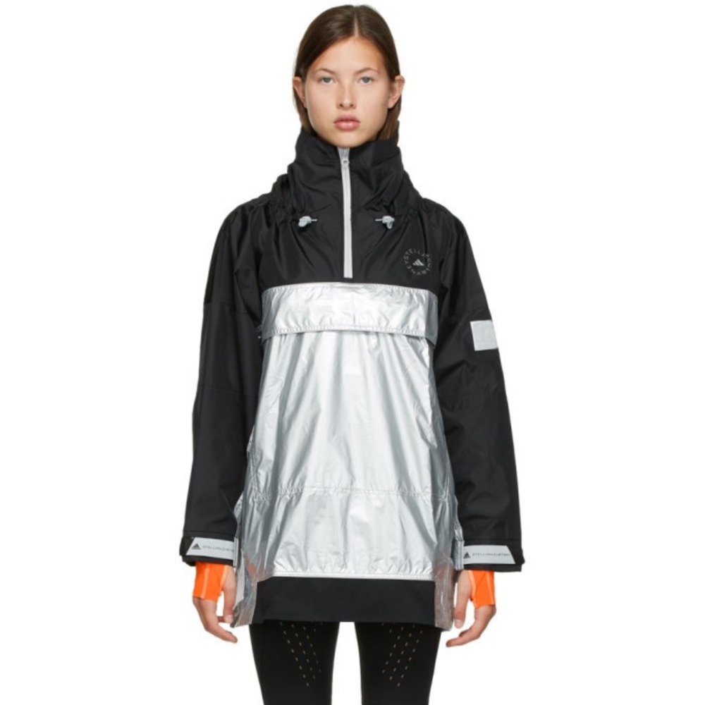 adidas by Stella McCartney Silver and Black Collection Pull-On Jacket